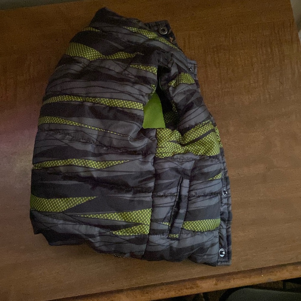 Camo and lime green bubble vest